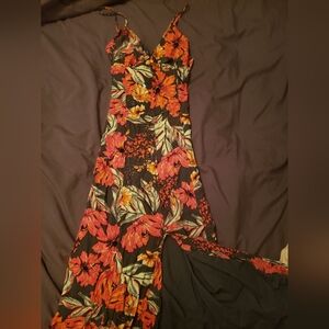 Leith Orange Pink Sleeveless Maxi Sundress